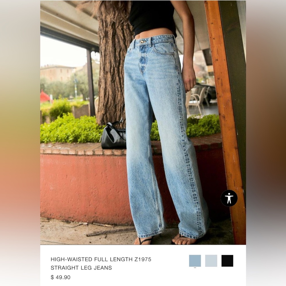 Zara HIGH-WAISTED FULL LENGTH Z1975 STRAIGHT LEG JEANS